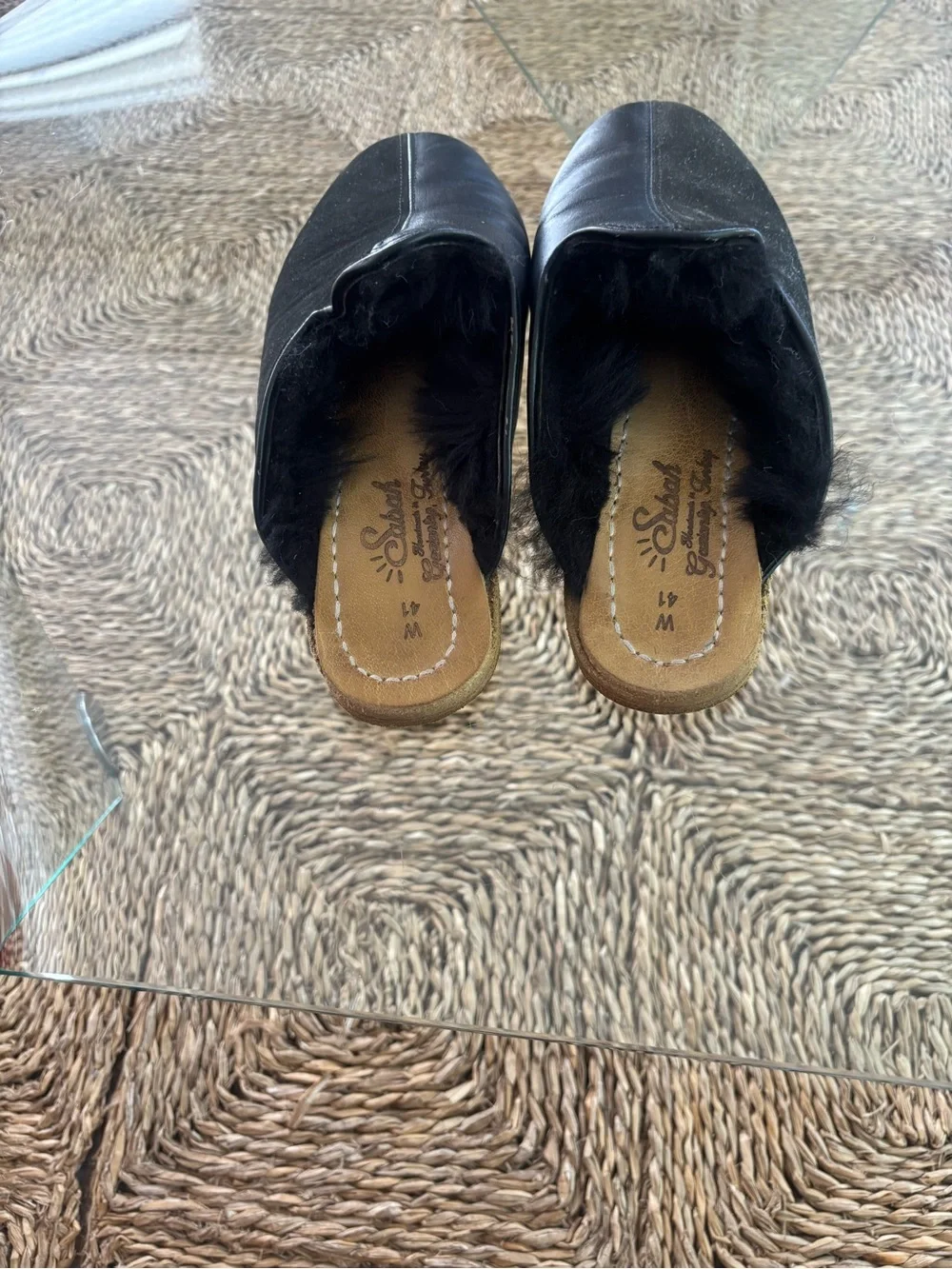 Sabah Black Fur-Trim Slip-On Mules - Picture 4 of 4